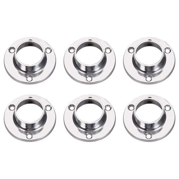 uxcell Closet Wardrobe Rod Flange 25mm Diameter Long Socket Bracket Support Holder for Pipe 6pcs