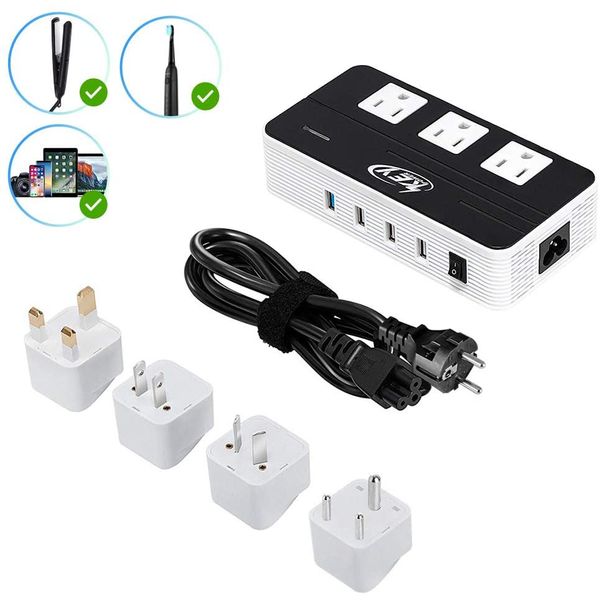 230W Step Down 220V to 110V Voltage Converter Travel Adapter with USB C Ports