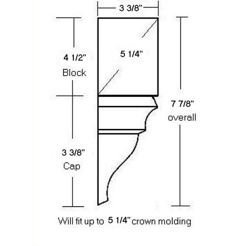 4 crown molding blocks.  Fits 5 1/4" molding.  "CROWNCORNERS" brand