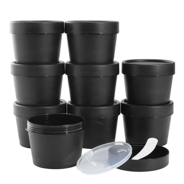 9 Stück 100ml Döschen Plastik Leere Kosmetikdosen,Gel-Dosen Cremedose Leer Tiegel mit Spatel und Etikett, Lotion, Creme, Mini-Kerzen, Kosmetika,100% BPA frei