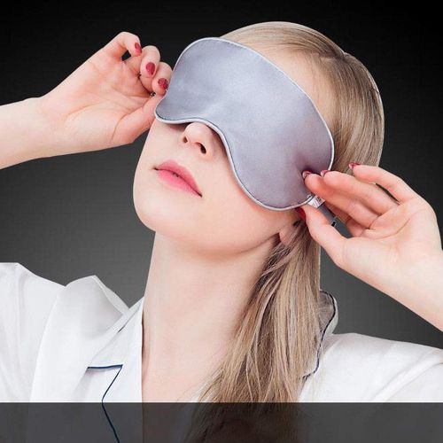 IYOU Mulberry Silk Eye Mask Satin Silk Gray Eye Cover Travel Nap Meditation Sleep Masks with Elastic Strap and Ear Plug Blackout Eye Covering Jewelry for Women and Men