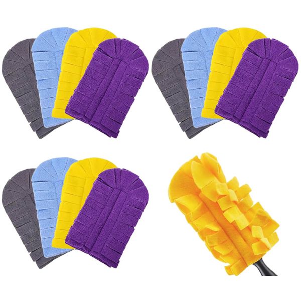 360° Fleece Duster Refills for Swiffer-Washable Refills Reusable Duster Pads|Wet and Dry Dual Use Reusable Duster Heads (12-PCS)