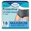 TENA ProSkin Incontinence Underwear for Men, Maximum Absorbency, Large, 18 Count