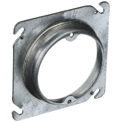 Hubbell 759 Raco Drawn Square Mud Ring for Fixtures with Raised 3/4" and Open Ears, 4", Gray