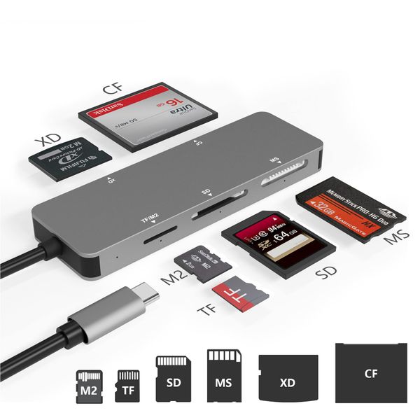 USB C XD Picture Card Reader, Type C (5Gps) High Speed TF/SD/MS/M2/XD/CF 6 in 1 Camera Card Reader, USB C XD Memory Card Reader Supports Olympus and Fujifilm XD Picture Card 1GB 2GB