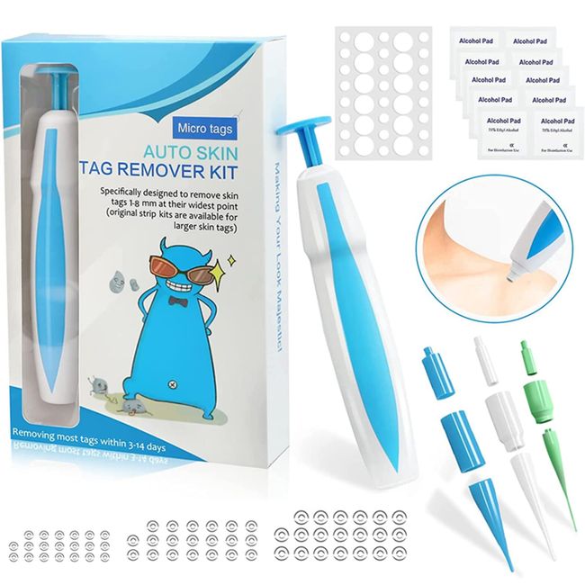 Skin - Tag - Remover,Skin Mole Tag Removal Kit Tools with 60 Micro and Regular Skin Tag Bands,Painless Skin-Tag-Remover Pen,Effectively Skin-Tag-Remover Device to Remove(1mm-8mm) Skin Tags(3IN1 Kit)