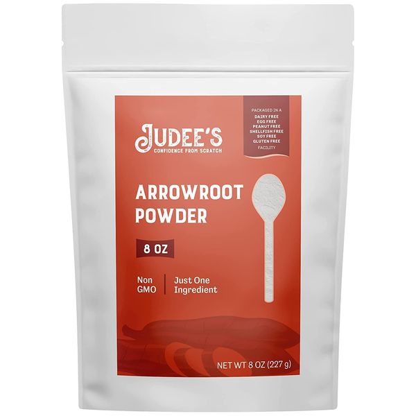 Judee’s Arrowroot Powder 8 oz - Just One Ingredient - Vegan, Non-GMO, Soy-Free - Gluten-Free and Nut-Free - 100% Pure Grain Free Starch - Great for Baking and Thickening - Works as Egg Substitute