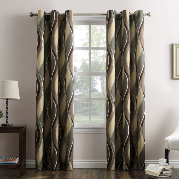 No. 918 Intersect 2-Pack Ogee Print Semi-Sheer Grommet Curtain Panel Pair