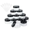 GOLRISEN Cosmetic Container,12pcs Plastic Travel Jars,with Black Screw Lids 15ml Sample Containers Pots Bottles and 6pcs Spatulas for DIY Travel Makeup Creams/Powder/Mineral Make Up Cosmetic