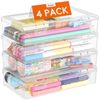 Lifewit Plastic Pencil Box with Lid, Large Capacity Hard Pencil Case, 4 Pack