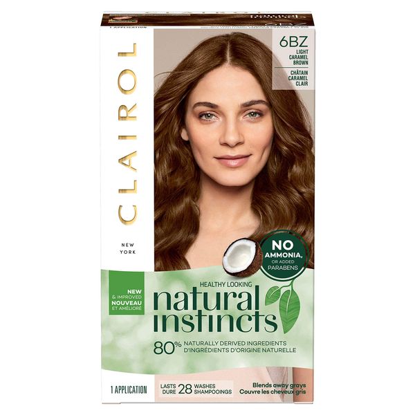 Clairol Natural Instincts Semi-Permanent Hair Dye, 6BZ Light Caramel Brown Hair Color, 1 Count