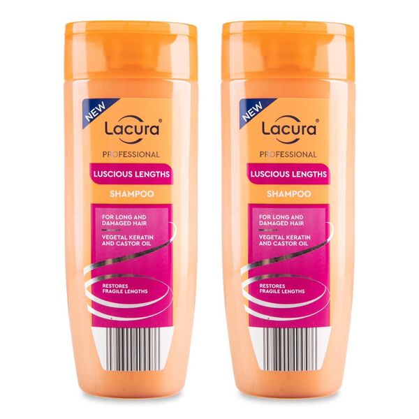 2× Lācura | Professional Luscious Lengths - Shampoo | For Long & Damaged Hair - Vegetal Keratin & Castor Oil | Restores Fragile Lengths | 250mL Each [TWIN PACK]