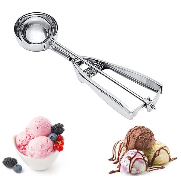 Ice Cream Scoops with Easy Trigger Stainless Steel Cupcake Scoops Cookie Scoop Mashed Potatoes Scoop Baking Spoon Scoopers For Round Uniform Portions for Ice Cream, Fruit, Melon Ball - 6CM