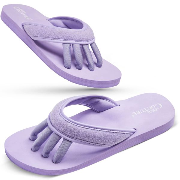 Pedi Couture Pedicure Sandals for Women - Toe Separator Slippers - Purple - Small (5-6)