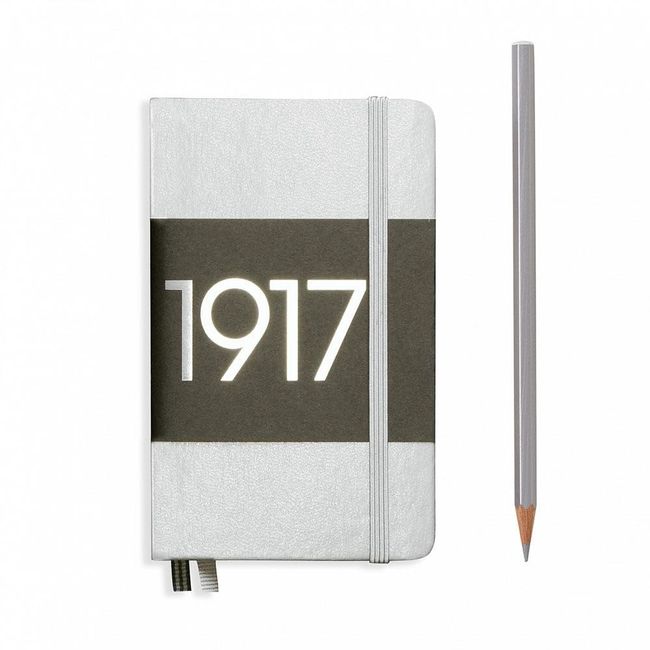 Leuchtturm1917 (355513 Metallic Edition Notebooks Pocket (A6), Hardcover, 187 num. Pages, Ruled, silver