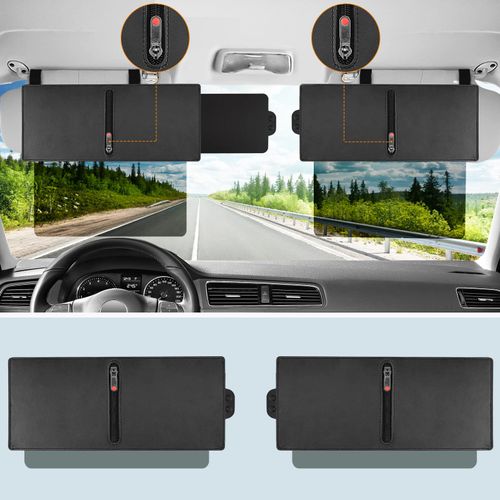Veharvim Sun Visor Extender for Car (Polarized, Zipper Slider& Prevents Fingerprints, UV400, PC Lens), Visor Extender Attachment for Car Visor, Anti-Glare for Safe Driving (Passenger Side)