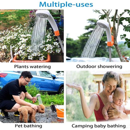 AZXJC Portable Outdoor Shower, Camp shower with 3 LED Lights, 4400mAh Battery Powered Camping Shower Pump for Hiking/Outdoor, Travel, Beach, Pet, Flowering, Waterproof &USB Rechargeable 2 Flow Mode