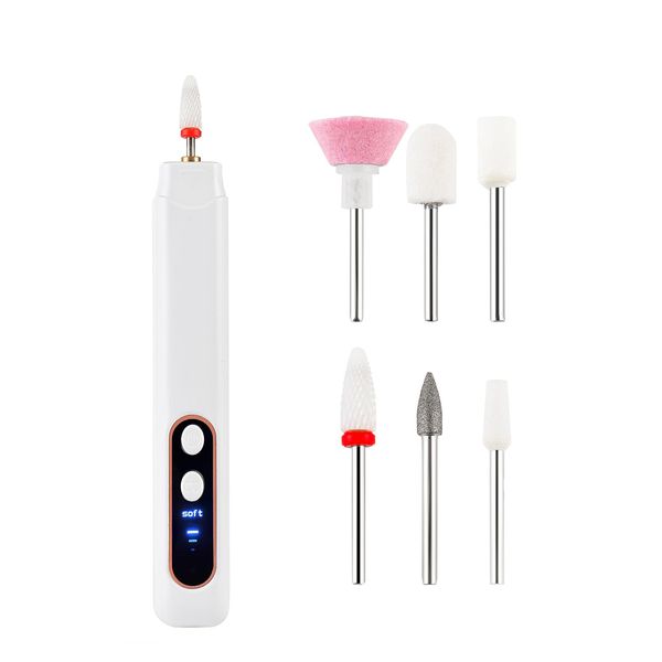 2024 New Cordless Nail Drill Portable Professional, Rechargeable Electric Nail File Machine E File for Acrylic Nails Gel Polishing Removing, 3 Speeds Efile with Bits Kit for Manicure, White