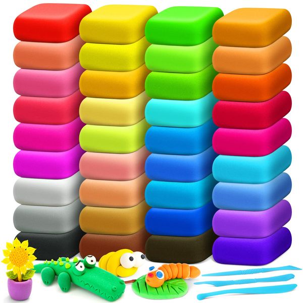 Air Dry Clay 36 Colors, Modeling Clay for Kids, DIY Molding Magic Clay, Gift for Kids Boys Girls