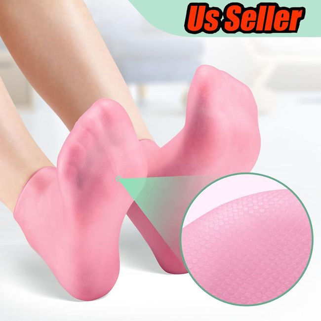 2 Pair Full Length Silicone Gel Moisturizing Socks Foot Care Protector Free Ship