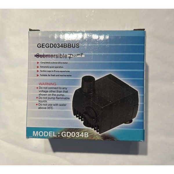 Submersible Pump 90GPH GD034B for Aquariums • Fish Tank • Fresh And Marine Water