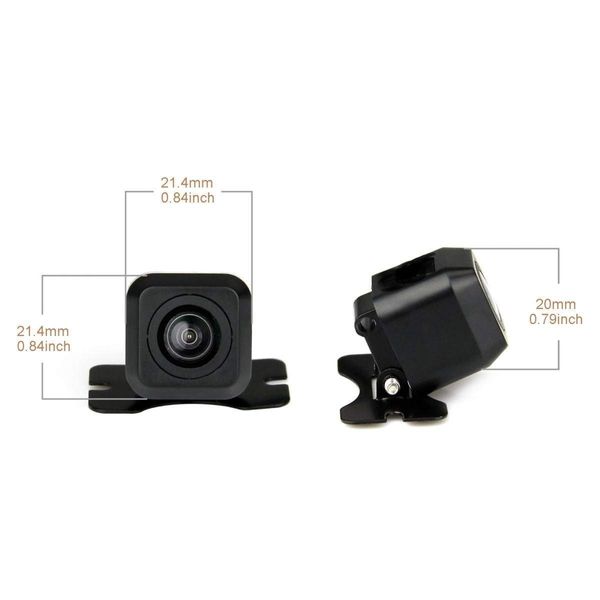 TK-SERVICE Backup Camera, Small, Waterproof, IP68 CCD, Front Camera, Angle, 170° Viewing Angle, True Image and Mirror Image Switching Function, With or Without Guidelines, DC 12V Power Supply, Square