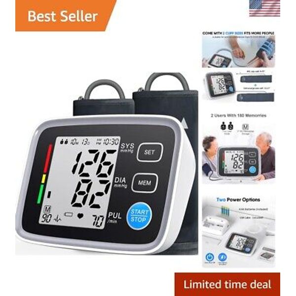 Automatic Blood Pressure Monitor with Dual Cuff Sizes for Home Health Management