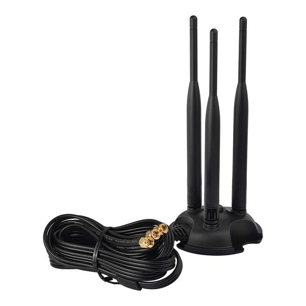 Eightwood WiFi Antenna 2.4GHz 5GHz Dual Band WiFi aerial, Triple RP-SMA External WiFi Antenna for PC, PCIe WiFi Card, WiFi Wireless Router, Mobile Hotspot