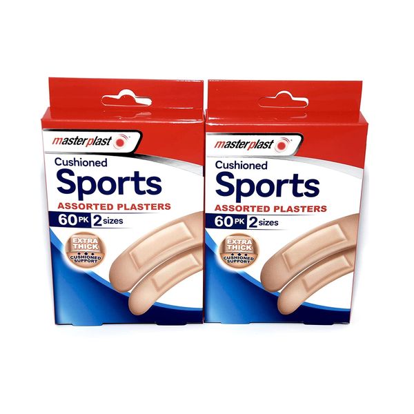 Cushioned Sports Assorted Plasters - 120 in total - Box contains 2 sizes