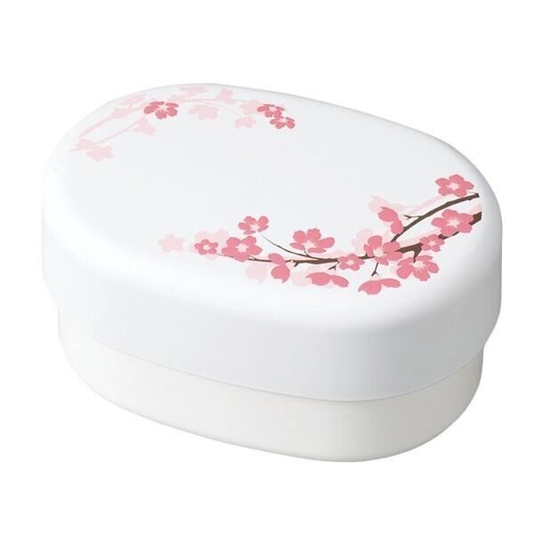 HAKOYA Lunch Bento Box  Sakura Cherry Blossoms 390ml white 52955 mede in JAPAN