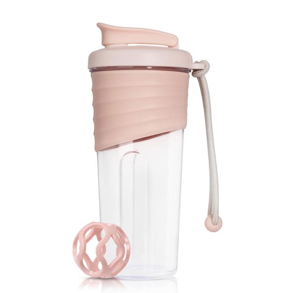 OUOUMUF Protein Shaker Bottle 700 ml, Tritan, BPA-Free, Pink, Fitness & Outdoor Sports, 700 ml, Plastic
