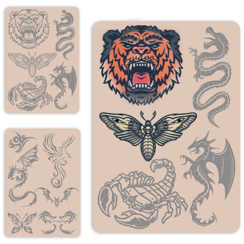 Tattoo Practice Skin Double Sides Design Soft Silicone Animal Tattoo Skin Microblading Tattoo Supplies per tatuatori principianti ed artisti esperti (1 pezzo)