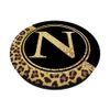 Initial N Monogram Leopard Print Pattern on Black PopSockets Swappable PopGrip