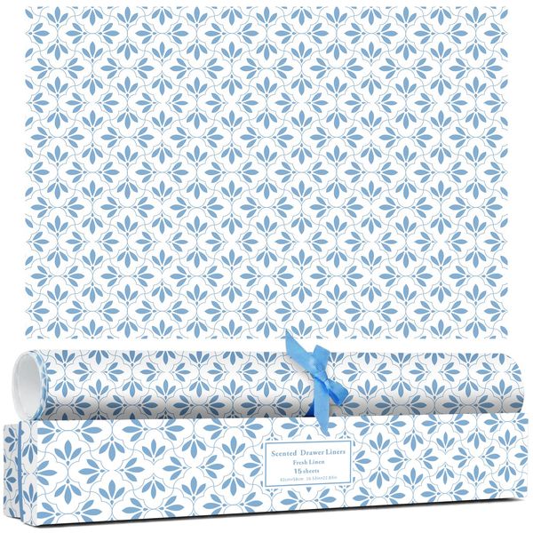 LA BELLEFÉE Linen Scented Drawer Liners 15 Sheets, Dresser Drawer Liner Drawer Paper Liner Gift for Women, Drawer Liners for Dresser, Shelf, Cabinet, Bathroom, Closet, Shoe Chest