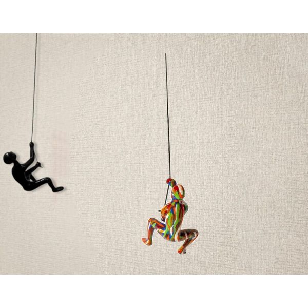 Set of Three 6 Rainbow Multi Unique Climbing Men With Rope Wall Art