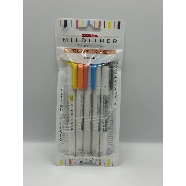 Zebra MILDLINER 5 Color Set Highlighter - Friendly & Mild, WKT7-N-5C-N