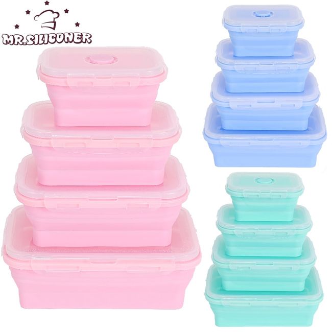 Dropship Lunch Box Bento Box Collapsible Silicone Lunchbox With