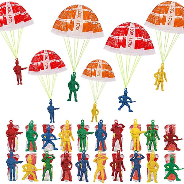 60 Pieces Parachute Toy, Army Men Action Figures Hand Throwing Kids Outdoor Gam