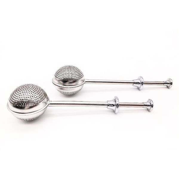 BITEYI Tea Infuser Long-Handled Stainless Steel Ball Shape Push Style Tea Strainer Tea Filter for Loose Leaf Teas (Set of 2)