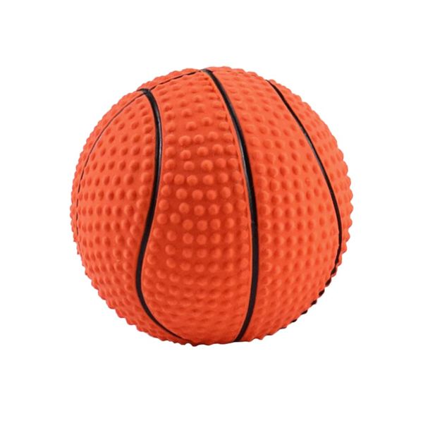 Creative Dog Chew Toys Ball Classic Rubber Basketball Dog Molar Squeaky Toy Interactive Sound Puppy Toys for Puppy and Medium Dogs Cats Orange S