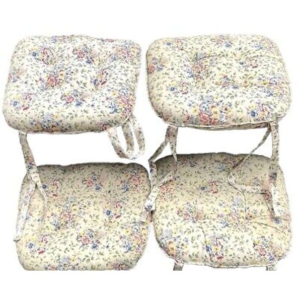 Floral French Country Style Chair Cushions w/Ties Indoor Set of 4 Read.