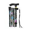 Folding Walking Stick Adjustable Height Floral Design Compact/Aluminium/Easygrip
