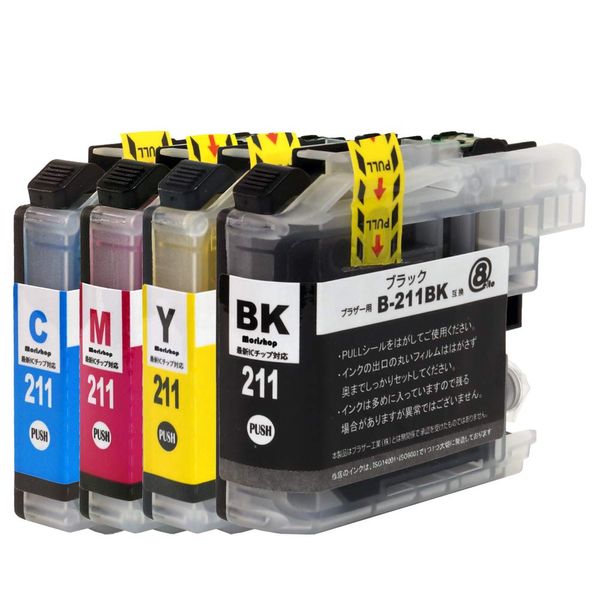 LC211 (BK/C/M/Y) [4 Color Set] Pure Compatible Ink Cartridge for Brother Compatible with Remaining Level Indicator Latest IC Chip Compatible Models: MFC-J997DN MFC-J997DWN MFC-907DWN MFC-907DWN MFC-837DN MFC-837DWN MFC-737DWN DCP-J963N (B・W) DCP-J762N DCP