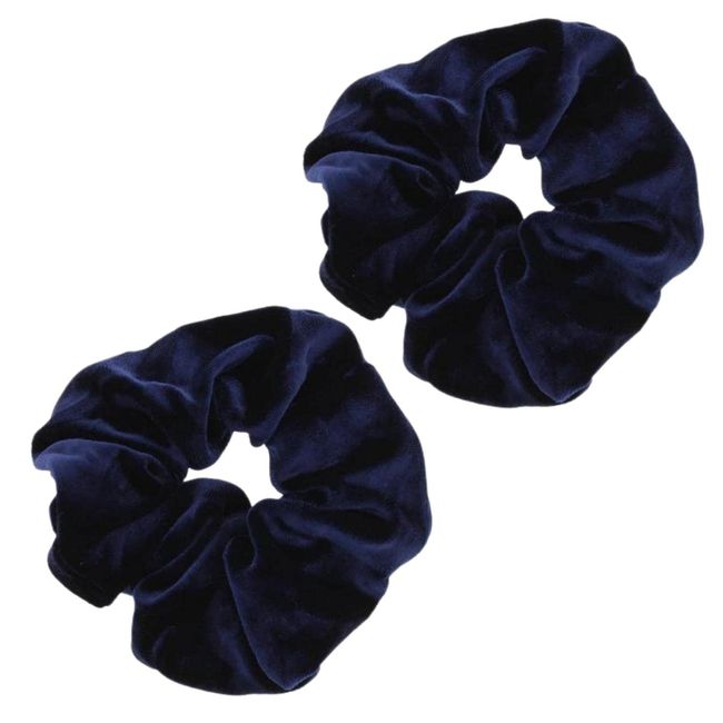 Topkids Accessories - Luxury Velvet Scrunchie Scrunchies Elastic Hair Band Ponytail Holders Hair Scrunchie Hair Bobbles Hair Accessories for Women, Ladies, Girls - Pack of 2 (Navy Blue)