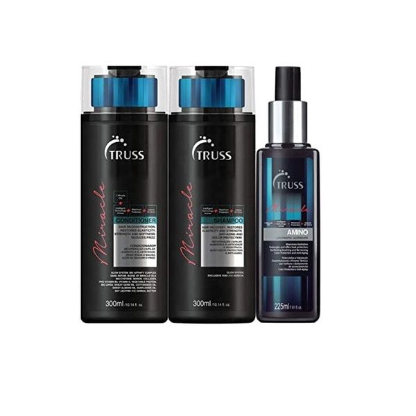TRUSS Miracle Conditioner and Shampoo Set Bundle with Amino Miracle Heat Protect