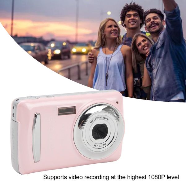 Portable Camera, Compact Camera with 16X Digital Zoom and Autofocus for Everyday Use (Pink)