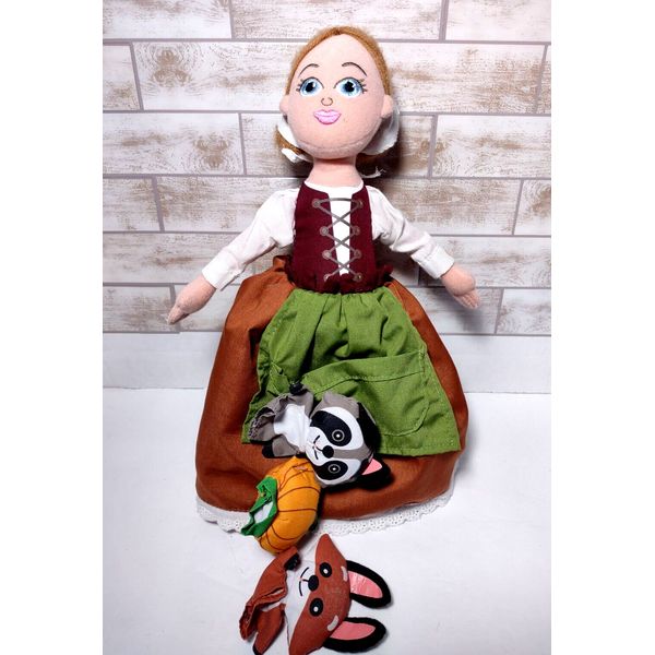 CINDERELLA On Broadway Topsy Turvy Plush Doll 14" Pumpkin Racoon Finger Puppets