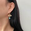 Inilbran Boho Gold Fan Shaped Teardrop Turquoise Dangle Earrings