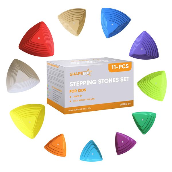 Stepping Stones for Kids 11 PCS Non-Slip Bottom Balance Stones -Balance Training and Sensory Coordination Great for Balance, Exercise, and Coordination - Indoor and Outdoor Play Equipment for Kids