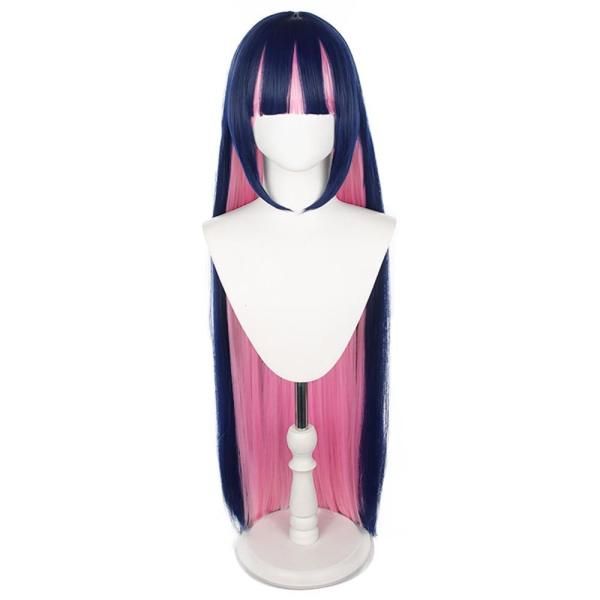 SisiruKou Anime Blue Pink Mix Color Long Straight Hair Wig Women Halloween Cosplay Costume